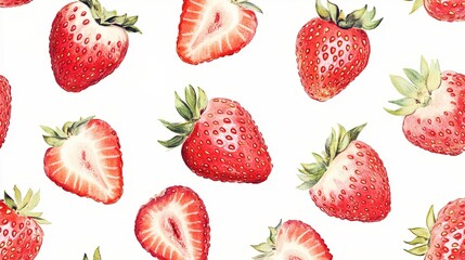 Pattern Featuring Fresh Strawberries