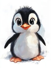 Naklejka premium Cute Cartoon Penguin Illustration