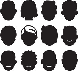 set of people faces silhouettes