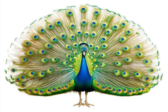 recommend clip art: On transparent background, a peacock has vibrant feathers
