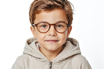 Fototapeta premium Portrait of a Young Boy Wearing Glasses