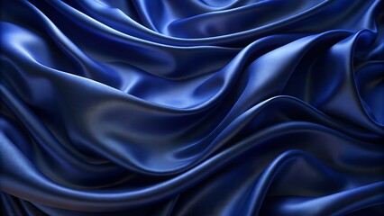 Fototapeta premium This captivating abstract background features a deep blue silk canvas with soft folds and a hint of a color gradient, hinting at hidden depths and a sense of timeless elegance.