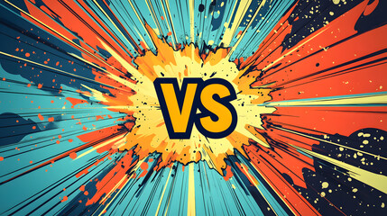 comics-inspired versus frame featuring a lightning ray border illustrating sports team matches or battle challenges