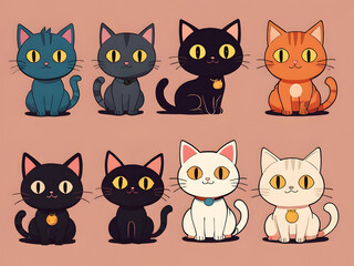 Obraz premium set of funny cats,Ai generated 