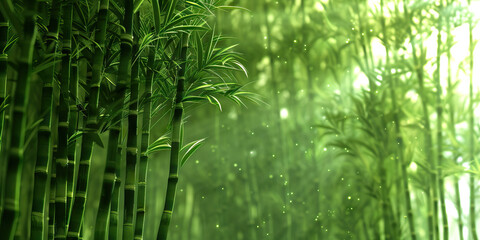 Fototapeta premium A bamboo grove, with the soft rustling of the stalks providing a soothing background sound.