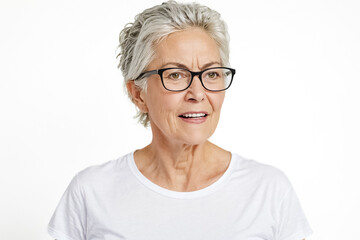 Fototapeta premium Mature woman with glasses looking to the side