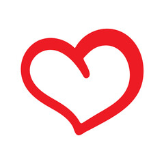 Doodle sketched hand drawn red heart icon. Vector illustration isolated on white background