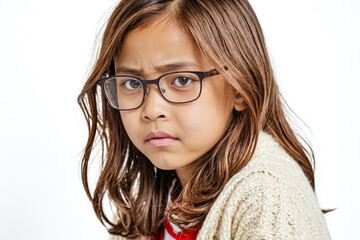 Fototapeta premium Young girl with glasses looking thoughtfully