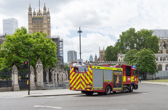 Fire engine outside the Houses of Parliament. London - 21st June 2020