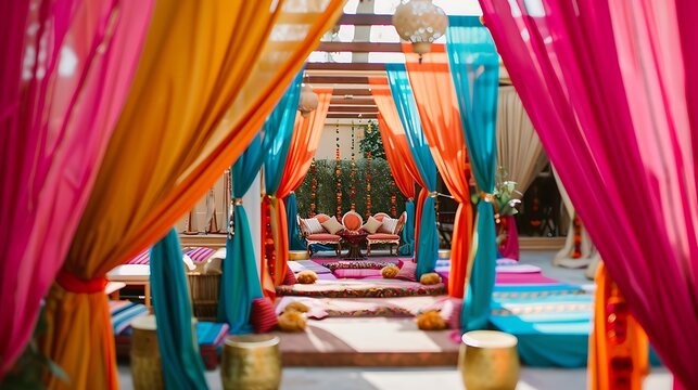 Colorful Indian Wedding Ceremony Setup