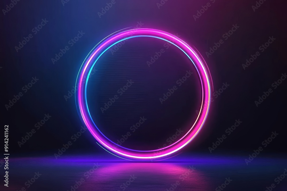Poster rendering of a digital tech circle on a dark background. concept for big data and technology.