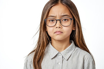 Young Girl With Glasses Frowning