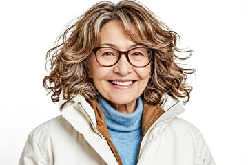 Fototapeta premium Smiling Woman in White Winter Coat