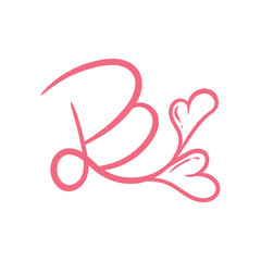 Letter B heart logo icon design template elements