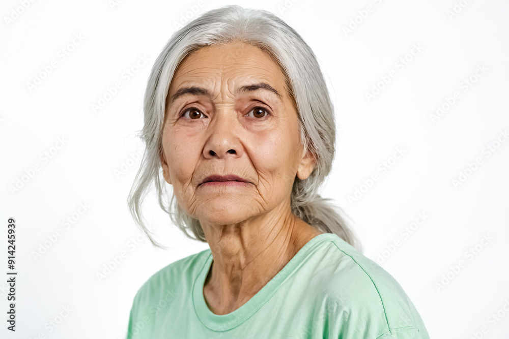 Sticker Close-up portrait of a senior woman with gray hair