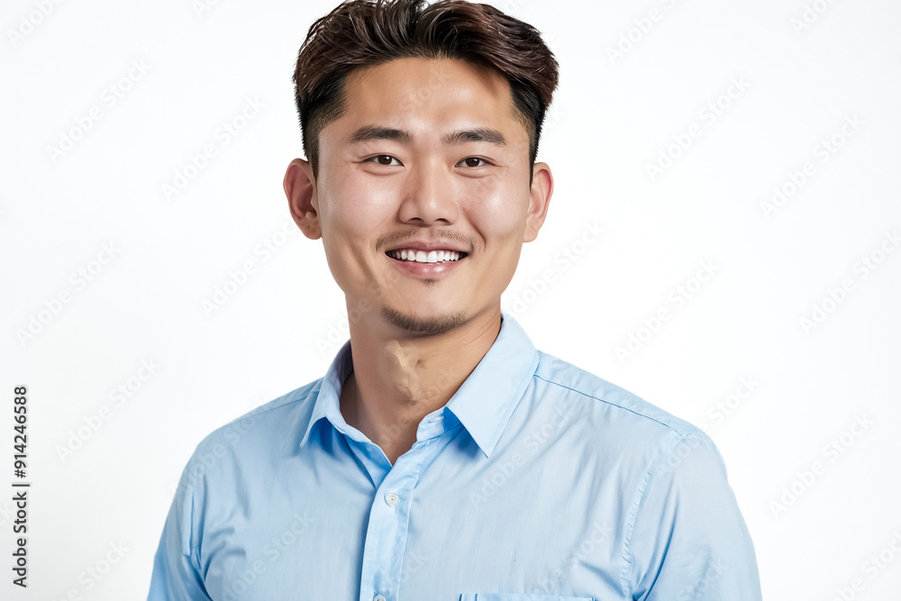 Sticker Portrait of a Smiling Asian Man