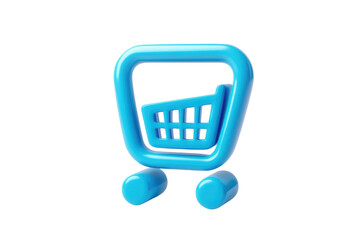 Fototapeta premium 3D blue shopping cart icon representing e-commerce, online shopping, and retail services. Ideal for digital and web design projects.