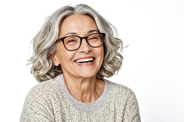 Obraz premium Happy senior woman laughing