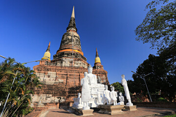 Fototapeta premium Historical Park at Wat Yai Chaimongkhon or Wat Chao Phraya Thai is a Buddhist temple in Phra Nakhon Si Ayutthaya Thailand 