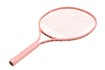 A pink tennis racket on a transparent background. isolated and ready for sports or recreational activities. Perfect for tennis enthusiasts and athletes.
