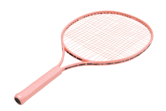 A pink tennis racket on a transparent background. isolated and ready for sports or recreational activities. Perfect for tennis enthusiasts and athletes.
