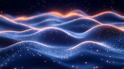 Fototapeta premium Abstract Illustration of Multicolored Waves Shimmering on Dark Background