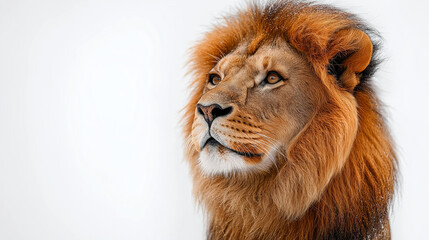 Fototapeta premium Intense gaze of majestic lion king, close-up portrait reveals powerful predator with flowing mane