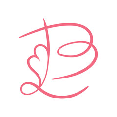 Letter B heart logo icon design template elements