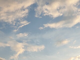 Beautiful natural blue sky with ckouds. Bright sky with clouds.