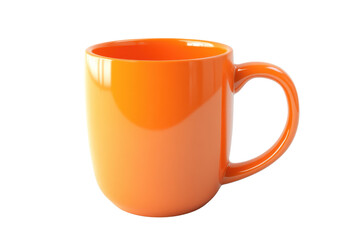Bright orange ceramic mug with handle isolated on transparent background. perfect for coffee, tea, and hot beverages.