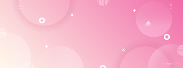 Abstract pink and white background with overlapping circles and geometric shapes