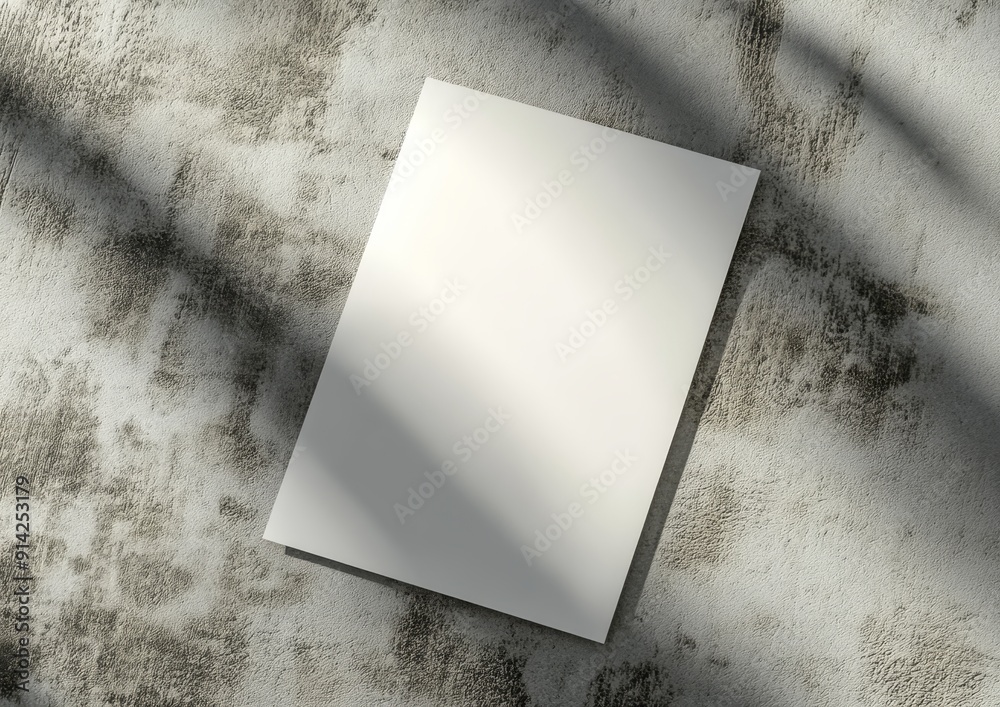 Poster an a4 blank paper sheet mockup on a 3d model of concrete