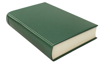 Closed green book with blank cover on transparent background. Ideal for educational, literature, and study concepts.