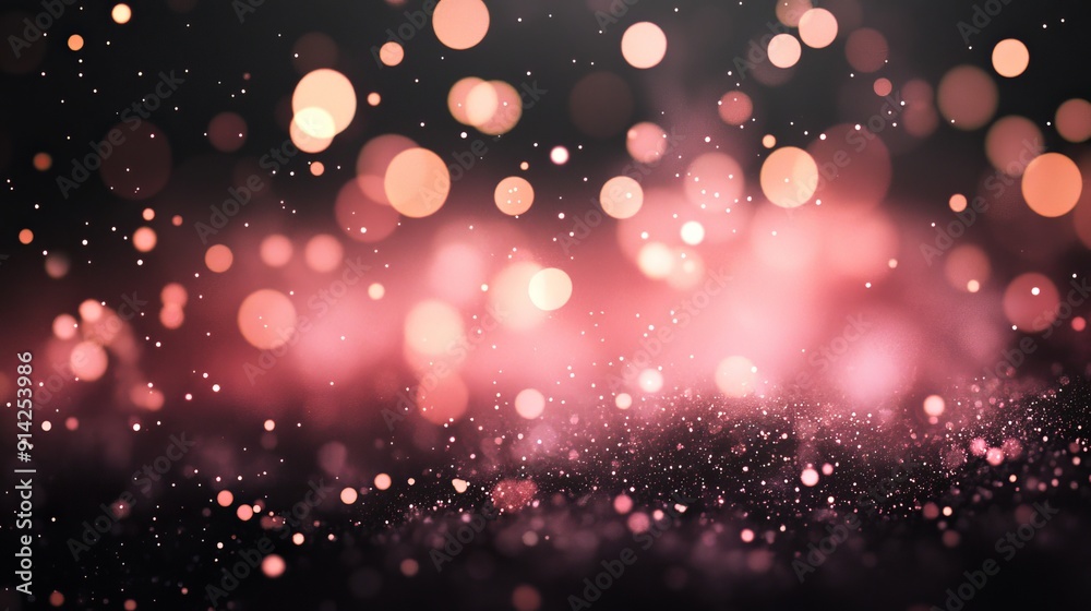 Leinwandbilder this is an abstract christmas texture with golden bokeh particles on a dark background.