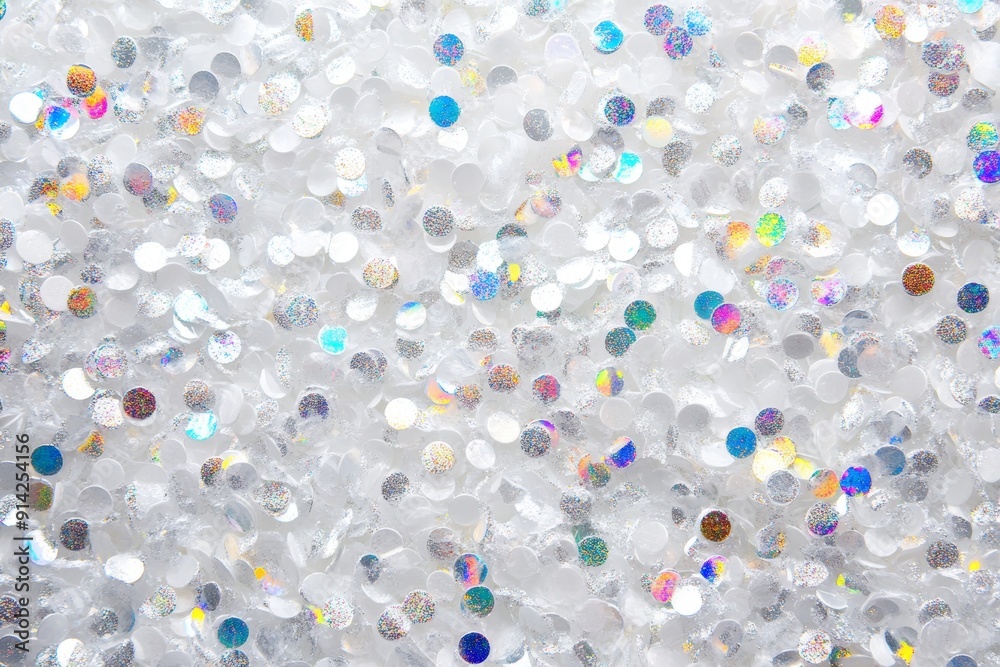 Fototapete Stunning white and grey bokeh circle with a blurred and abstract effect. Glittering shimmer for texture wallpaper and backdrop. White and silver glitter twinkle for texture wallpaper and backdrop.