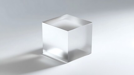 Naklejka premium Crystal Clear Elegance - Minimalist Frosted Glass Cube with Metallic Core on White Background