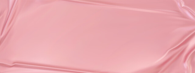 Pink rose silk satin luxury background. Light pale pink elegant background with space for design. Draped fabric Flat lay, Template, cover, header, Wide banner. panoramic view.