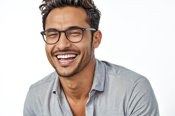 Obraz premium Portrait of a Happy Man with Glasses