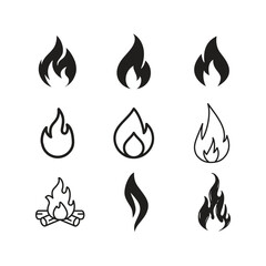 Fire flame icon set vector illustration design on white background 