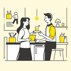 Modern illustration of a Cute men and women taking part in business activities