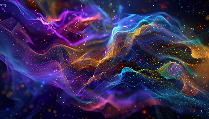 Obraz premium Rare View Vibrant Wave Particle Abstract Digital Art - Contact for Customizations or Help