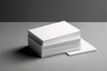 Stack of blank white paper on a gray surface.