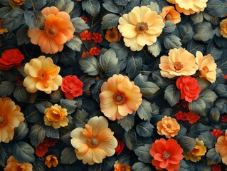 Fototapeta premium A Vibrant Floral Pattern Wallpaper