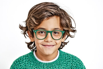 Obraz premium Portrait of a smiling boy wearing green glasses