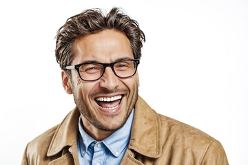 Portrait of a Happy Man in Glasses