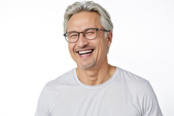 Obraz premium Portrait of a happy middle-aged man laughing