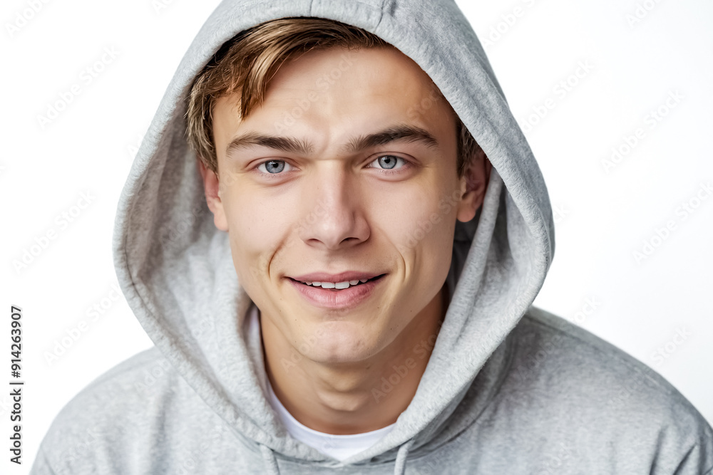 Wall mural Portrait of a young man in a hoodie