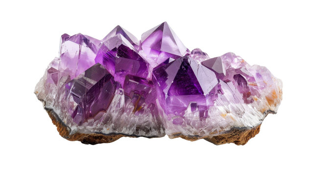Violet purple crystal amethyst  stone on transparent background