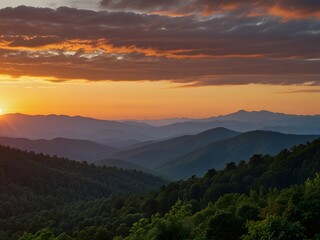 sunset over the mountains