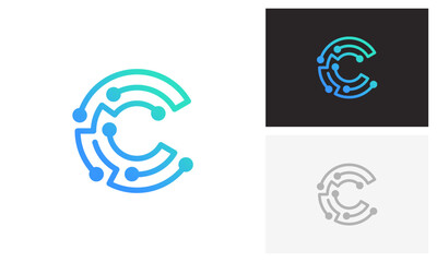 C logo technology, letter c technology, initial c technology logo design
